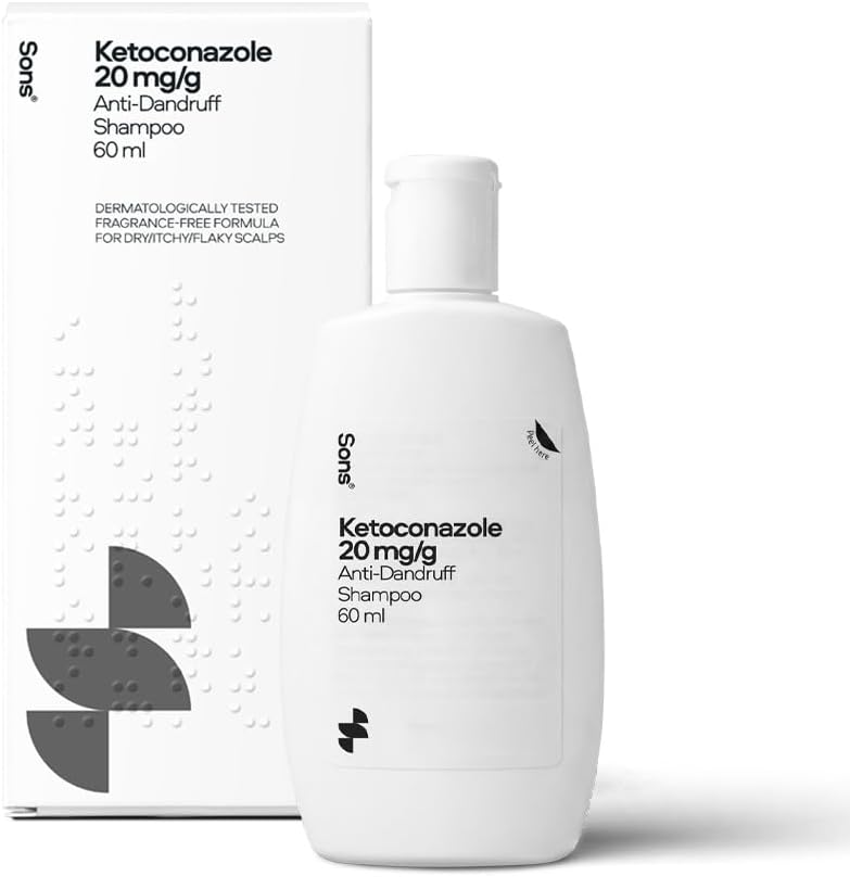 Sons Ketoconazole Anti-Dandruff Treatment Shampoo. Treats & Prevents Dandruff, Itchy Scalp, Seborrheic Dermatitis & Psoriasis. 1 x 60ml
